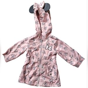 Disney Minnie Mouse Long, Hooded, Lightly Lined Spring Jacket with Bow and Ears